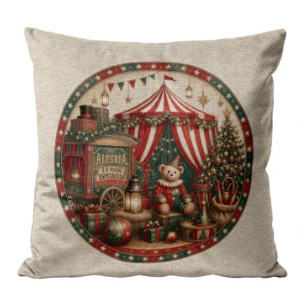 Almofada Natalina Circo Noel Verso Tenda 43cm 445650