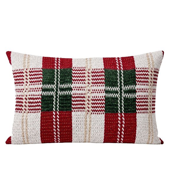 Almofada BagueteTricô Tresse Holiday Bows Xadrez 35x55cm 432277