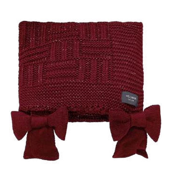Manta Tricô Tresse Holiday Bows Bordo 90x180cm 508015112
