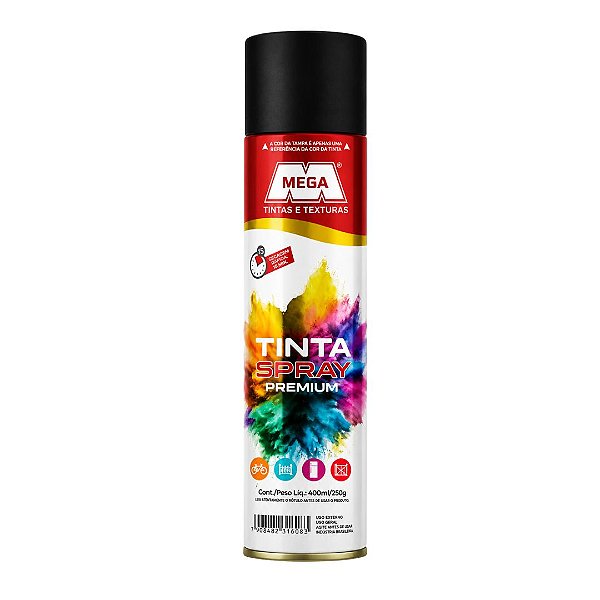 Spray Alta Temperatura Preto Fosco 600.C 400M  Mega
