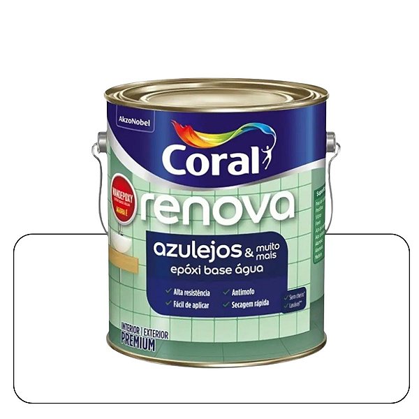 Tinta Epóxi Renova Azulejos Multissuperficies Branco 0,900ml Coral