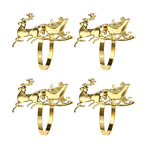 Porta Guardanapo Treno Dourado 4cm C/ 4Und 1085665
