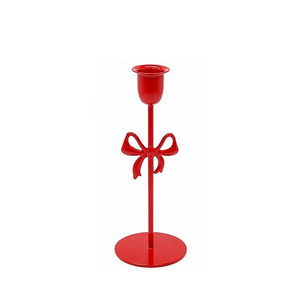 Castiçal Porta Vela De Laço Vermelho 21cm 1unid VE163