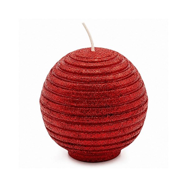 Vela Redonda Vermelha C/ Glitter C/Base 6cm C/1PC VE039
