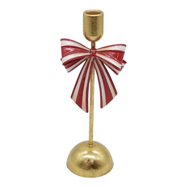 Castiçal Porta Vela De Laço Listrado  27cm 1unid DG4509