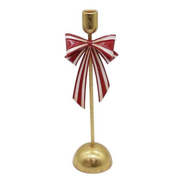 Castiçal Porta Vela De Laço Listrado 35cm 1unid DG4508