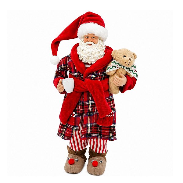 Boneco Natalino Papai Noel Decorativo De Roupão 28cm 1UN PN2102