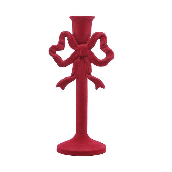 Castiçal Porta Vela De Laço Vermelho 24cm 1unid 3113185