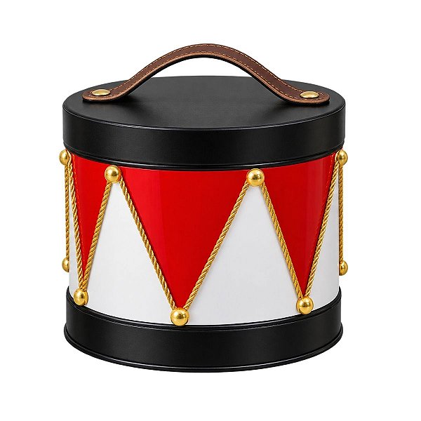 Mini Tambor Natalino Circo De Noel Vermelho e Preto 3116412 16cm 1Un
