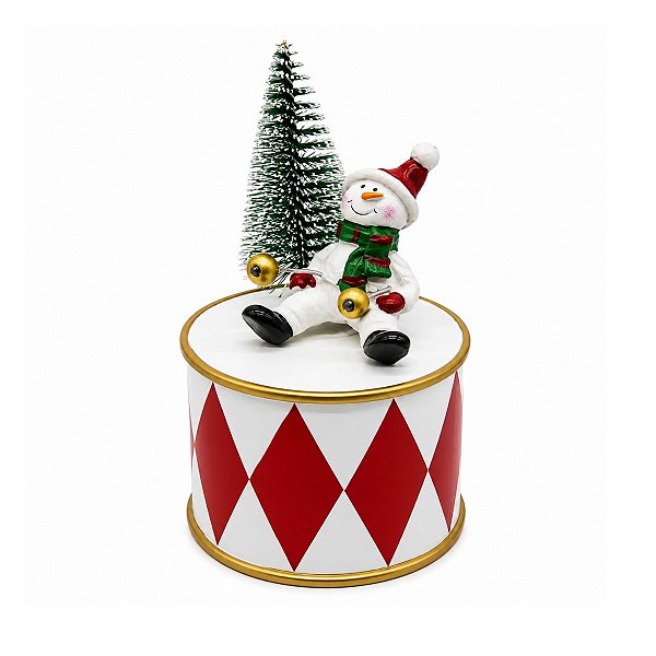 Mini Tambor Natalino Boneco de Neve10cm 1Un ME1892