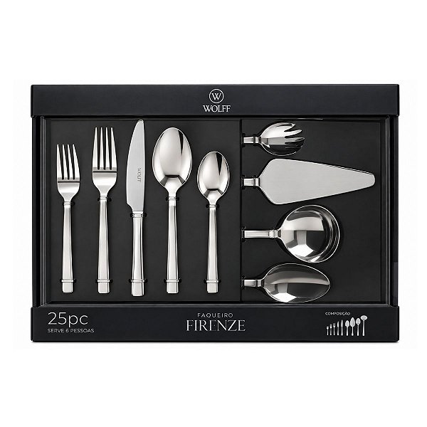 Faqueiro 25 Peças Firenze Aço Inox 71960 Wolff 4 pessoas