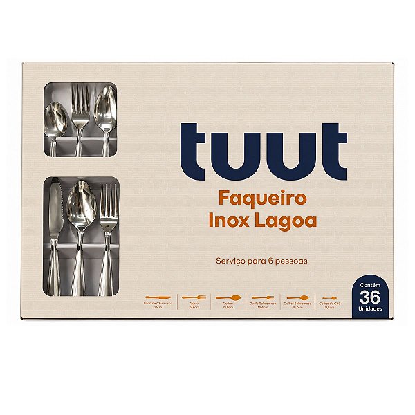 Faqueiro 36 Peças Lagoa Aço Inox 6 pessoas 25144 Tuut