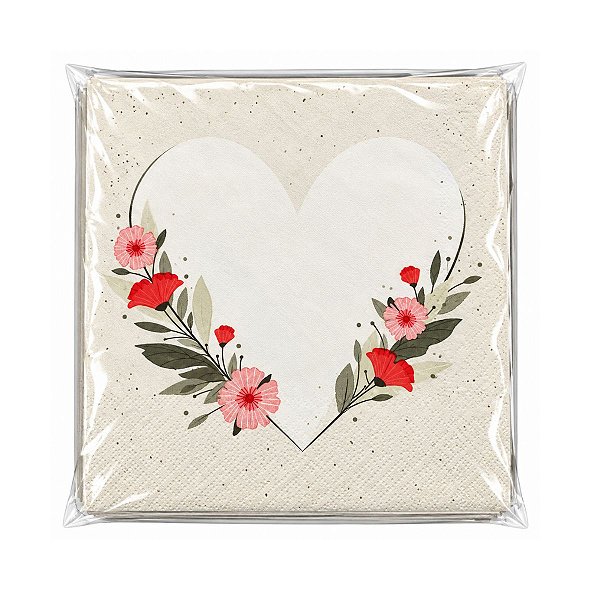 Guardanapo De Papel Romântica Coração C/20 Fls 33cm 27718 TuuT