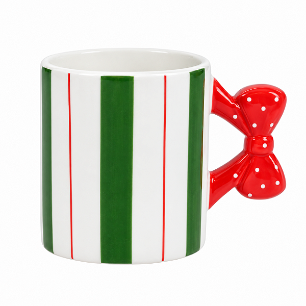 Caneca Natalina Circo De Noel Laço e Listras 10x13cm 1UN 3118431