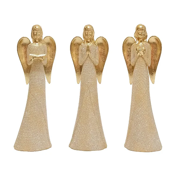 Figura Decorativa Anjo Dourado 25x7cm 3113491 1Unid