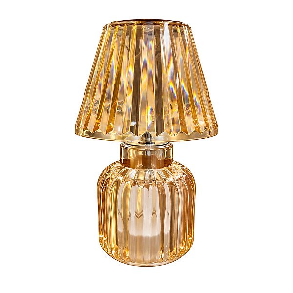 Mini Abajur de Mesa Shine Lighting Ambar 20,5x11,5cm 3 Tons Usb 62274 Woff