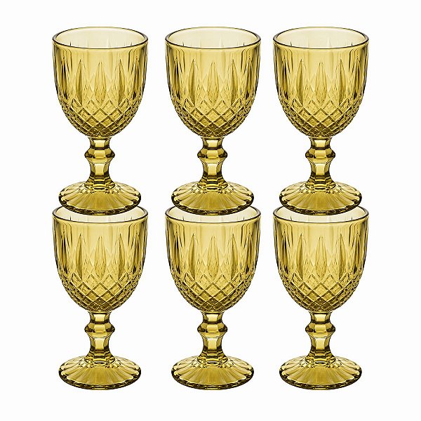 Taça De Água De Vidro Greek Verde C/6 320ml 21241Wolff