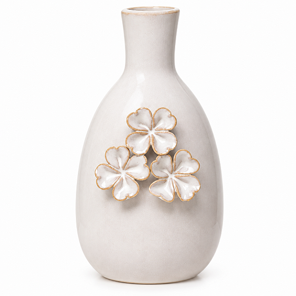 Vaso Ceramica Gardenia 3 Flores 7,5x12,5cm bege 18530 Wolff