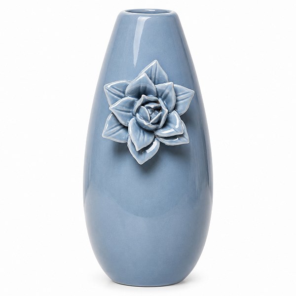 Vaso Ceramica Gardenia Flor 7,5x12,5cm Azul 18529 Wolff