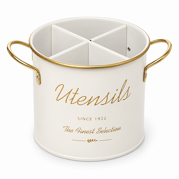 Porta Utensilios Metal Olina Off White 9x10x13cm 21819 Wolff