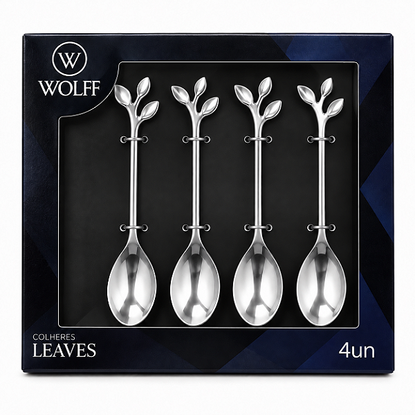 Jogo Colher Para Cha 4Pç Leaves Prata Em Aço Inox 28294 Wolff
