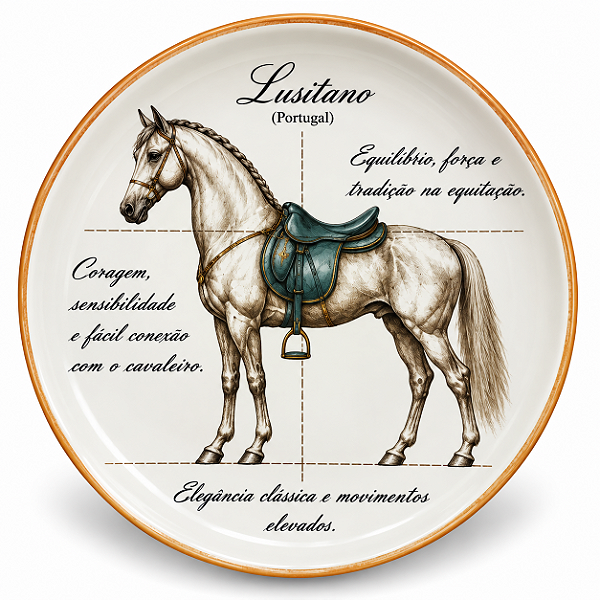 Prato De Sobremesa Cavalo Lusitano Raças Equinas Pet Mania 21,5cm Porto Brasil