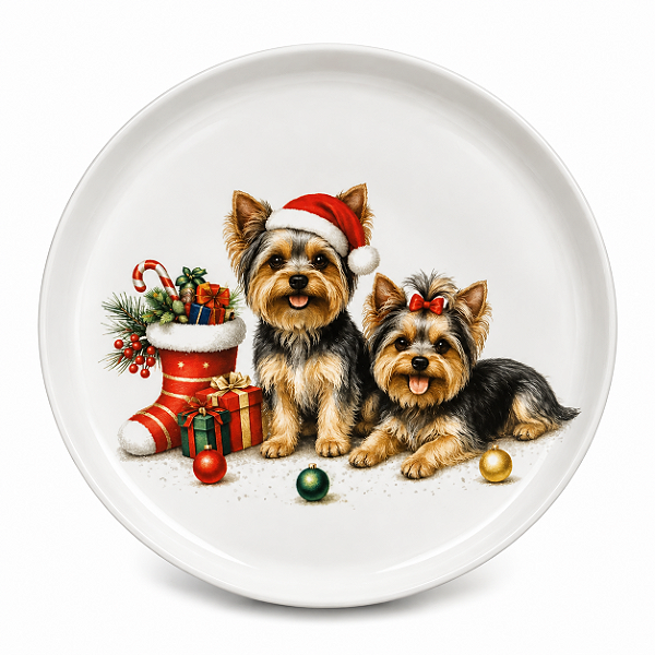 Prato Natalino De Sobremesa Dog Yorkshire Terrier Pet Mania 21,5cm 1Unid