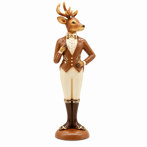 Escultura AlceNatalino Menino Resina 31cm 1un RS5318