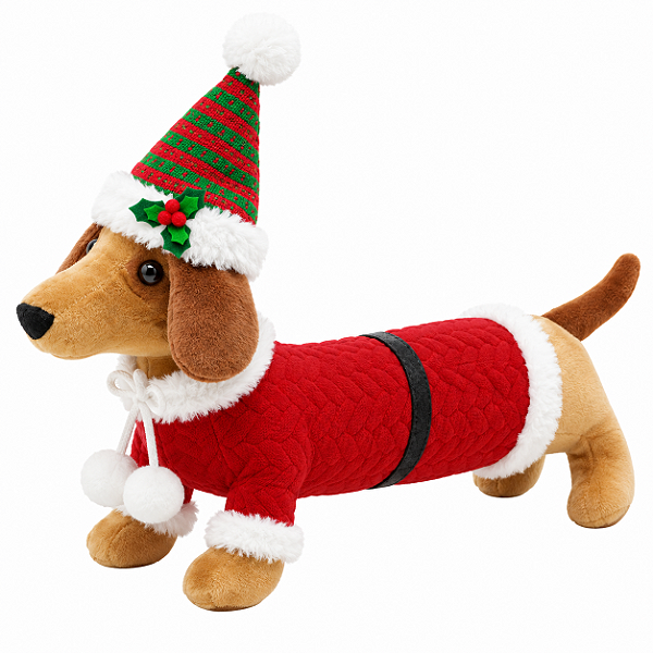 Almofada Natalina Pet Mania Cachorro Vermelho 30cm BT4958