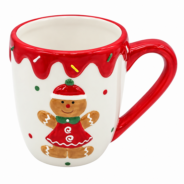 Caneca Natalina Ginger Branca 320ML 10cm 1UN MP943