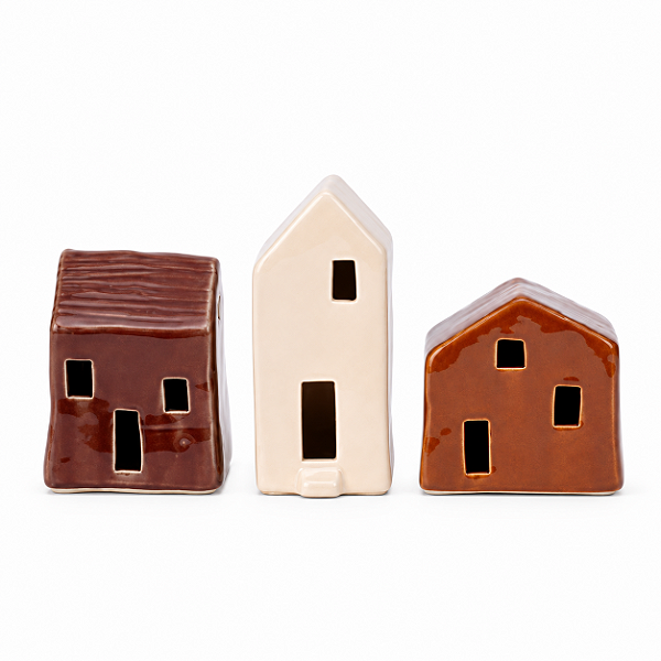 Escultura Kit Casinha Vila Natalina Em Ceramica A 9cm | B 11,5cm | C 7,5cm 23035 Mart