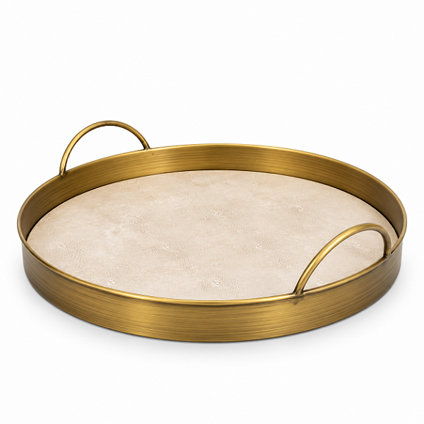 Bandeja Decorativa Em PU e Metal 3x41cm 24321-G Mart