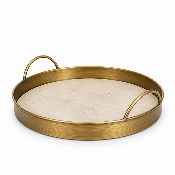 Bandeja Decorativa Em PU e Metal 9,5x36cm 24321-P Mart