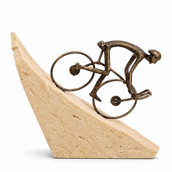 Escultura Ciclista Em Madeira e Metal 18x21cm 23242 Mart