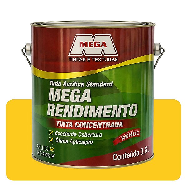 Tinta Mega Rendimento Amarelo Sol 3,6L Tinta Standard