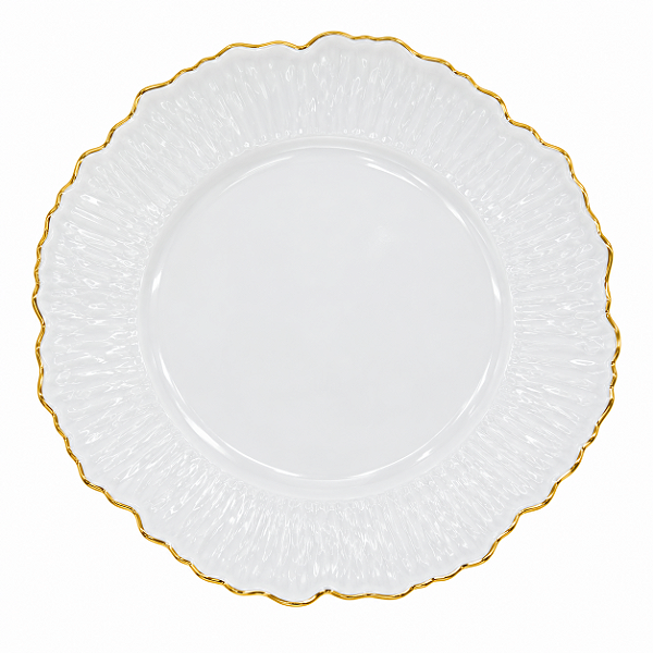 Prato Natalino Sousplat Borda Organica Dourado 33cm 1Unid MP2286 PVC