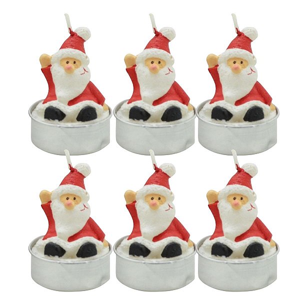 Vela Natalina Papai Noel De Neve Jogo c/ 6 4x4cm Cromus