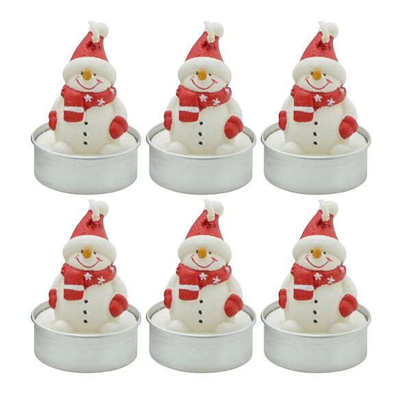 Vela Natalina Boneco De Neve Jogo c/ 6 4x4cm Cromus