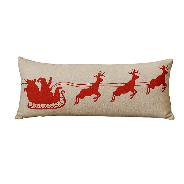Almofada natalina Baguete Renas De Noel 50x20cm Decortextil