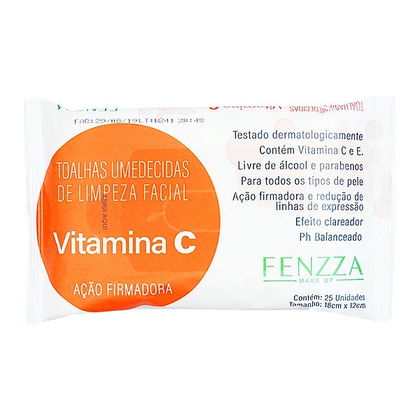 Toalhas Umedecidas de Limpeza Facial VITAMINA C - Fenzza