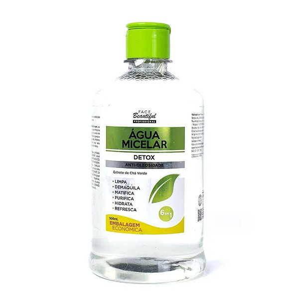 Água Micelar Detox 500ml - Face Beautiful