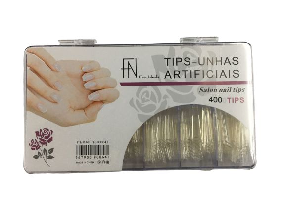 Tips Bailarina Extra Longa Transparente com 400 Unidades - FN Fan Nails