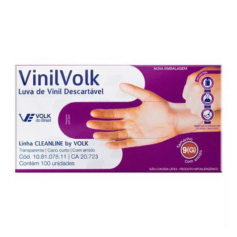 Caixa com 100 Unidades de Luvas Vinil - Volk