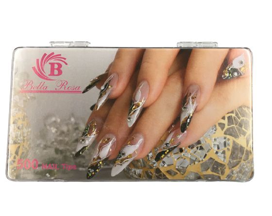 Unha Postiça Stiletto Leitosa com 500 Unidades - Bella Rosa