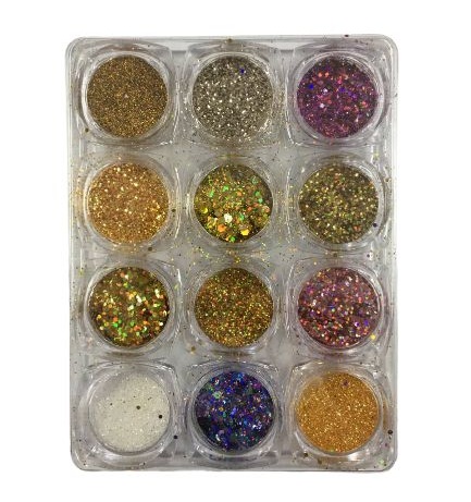 Kit de Glitter com 12 Unidades Sortidas - FN Fan Nails