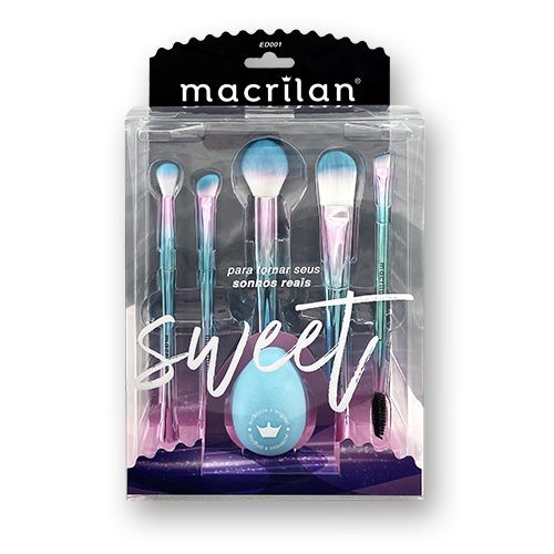 Kit com 5 Pincéis e 1 Esponja Sweet ED001 - Macrilan