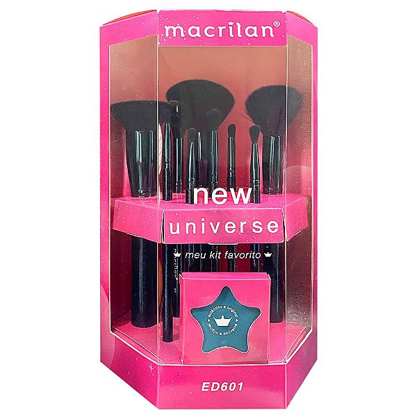 Kit com 9 Pincéis e 1 Esponja New Universe ED601 - Macrilan