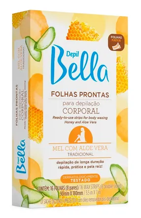 Folhas Prontas para Depilação Corporal Mel com Aloe Vera - Depil Bella