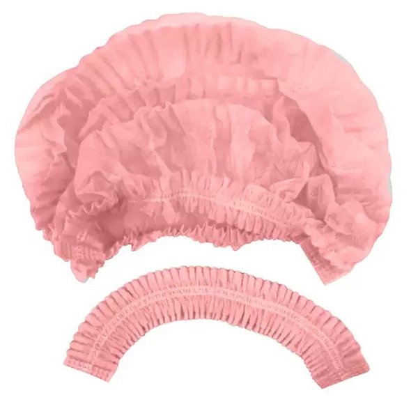 Touca Descartável Sanfonada Rosa com 12 Unidades - NTFlex