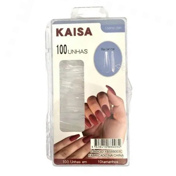 Unha Postiça Bailarina Transparente com 100 Unidades - Kaisa